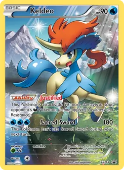 Keldeo — XY Black Star Promos #XY118, 2013. Illustrated by Shin Nagasawa.