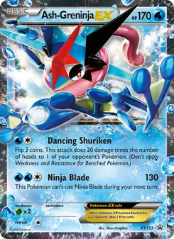 Ash Greninja EX — XY Black Star Promos #XY133, 2013. Illustrated by 5ban Graphics.