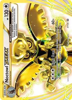 Noctowl BREAK — XY Black Star Promos #XY136, 2013. Illustrated by 5ban Graphics.