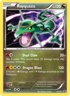 Rayquaza — XY Black Star Promos #XY141, 2013. Illustrated by Masakazu Fukuda.