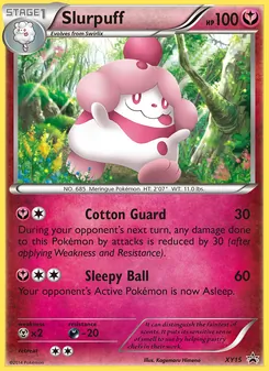 Slurpuff — XY Black Star Promos #XY15, 2013. Illustrated by Kagemaru Himeno.