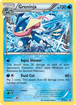 Greninja — XY Black Star Promos #XY162, 2013. Illustrated by Sanosuke Sakuma.