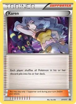 Karen — XY Black Star Promos #XY177, 2013. Illustrated by You Iribi.