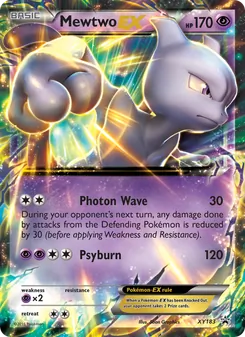 Mewtwo-EX — XY Black Star Promos #XY183, 2013. Illustrated by 5ban Graphics.