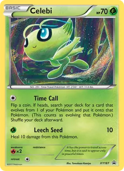 Celebi — XY Black Star Promos #XY187, 2013. Illustrated by Mitsuhiro Arita.