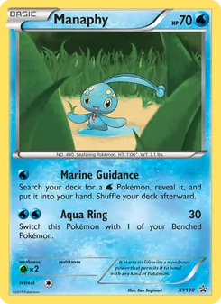 Manaphy — XY Black Star Promos #XY190, 2013. Illustrated by Hitoshi Ariga.