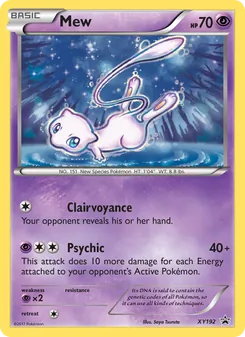 Mew — XY Black Star Promos #XY192, 2013. Illustrated by Kouki Saitou.