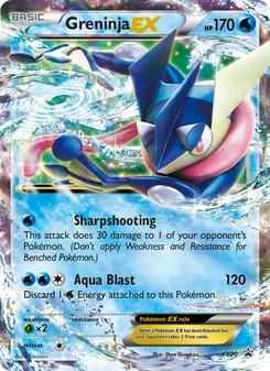 Greninja EX — XY Black Star Promos #XY20, 2013. Illustrated by 5ban Graphics.