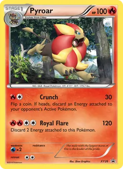 Pyroar — XY Black Star Promos #XY26, 2013. Illustrated by 5ban Graphics.