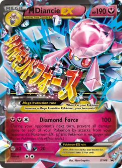 M Diancie EX — XY Black Star Promos #XY44, 2013. Illustrated by 5ban Graphics.