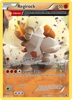 Regirock — XY Black Star Promos #XY49, 2013. Illustrated by Kouki Saitou.