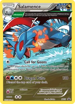 Salamence — XY Black Star Promos #XY59, 2013. Illustrated by Naoki Saito.