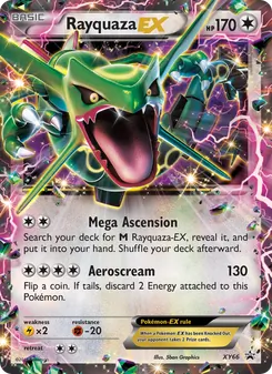 Rayquaza EX — XY Black Star Promos #XY66, 2013. Illustrated by 5ban Graphics.