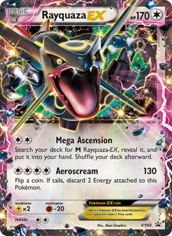 Rayquaza EX — XY Black Star Promos #XY69, 2013. Illustrated by 5ban Graphics.