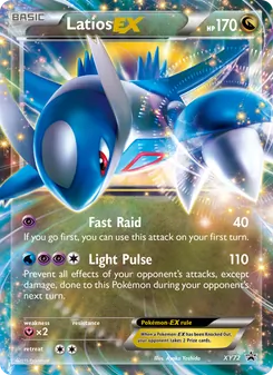 Latios EX — XY Black Star Promos #XY72, 2013. Illustrated by Ayaka Yoshida.
