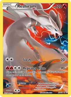 Reshiram — XY Black Star Promos #XY74, 2013. Illustrated by Mitsuhiro Arita.
