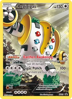 Regigigas — XY Black Star Promos #XY82, 2013. Illustrated by Shin Nagasawa.