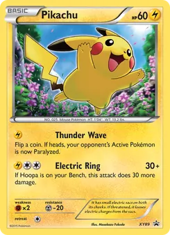 Pikachu — XY Black Star Promos #XY89, 2013. Illustrated by Masakazu Fukuda.