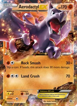 Aerodactyl EX — XY Black Star Promos #XY97, 2013. Illustrated by Ayaka Yoshida.