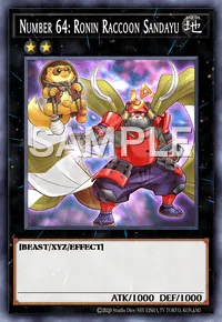 Number 64: Ronin Raccoon Sandayu, Yu-Gi-Oh! card, EARTH