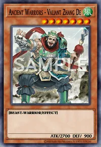 Ancient Warriors - Valiant Zhang De, Yu-Gi-Oh! card, WIND