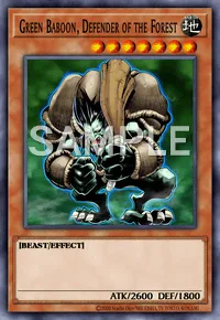 Green Baboon, Defender of the Forest, Yu-Gi-Oh! card, EARTH